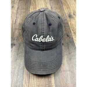 Cabelas Hat Mens OS Adjustable Strapback Ballcap Cabela's Faded Gray Dad Script.